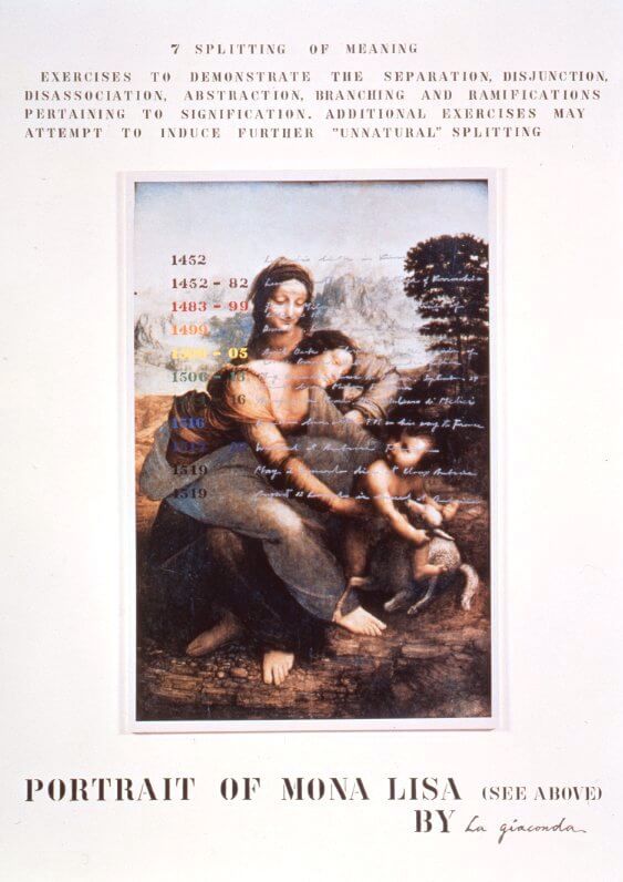 《意味のメカニズム》「意味の分裂」（1963年頃ー88年） 油彩他、画布 244.0×173.0cm　The Mechanism of Meaning (2nd Edition)© 2016 Estate of Madeline Gins. Reproduced with permission of the Estate of Madeline Gins.
